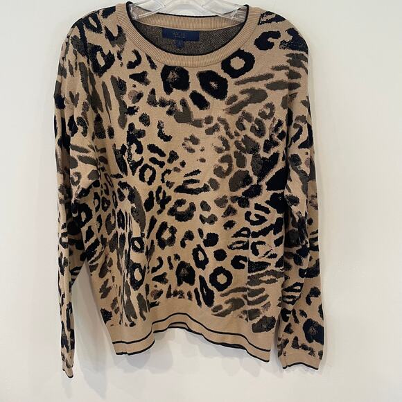 Rachel Roy Crew Neck Rikki Leopard Print Sweater Sz S - Picture 2 of 7